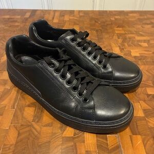Prada Black Leather Downtown Sneakers Men’s Sz 7